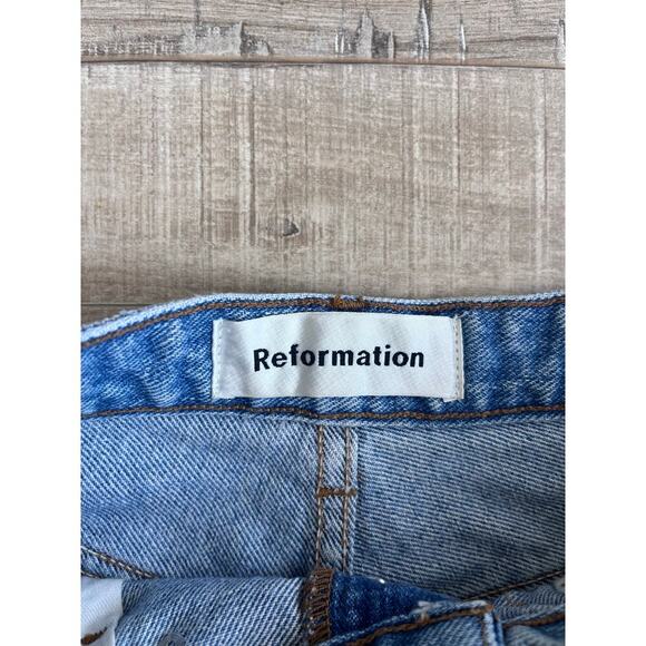 Reformation Crystal Rhinestone Front Denim Shorts Size 28 - Picture 3 of 6
